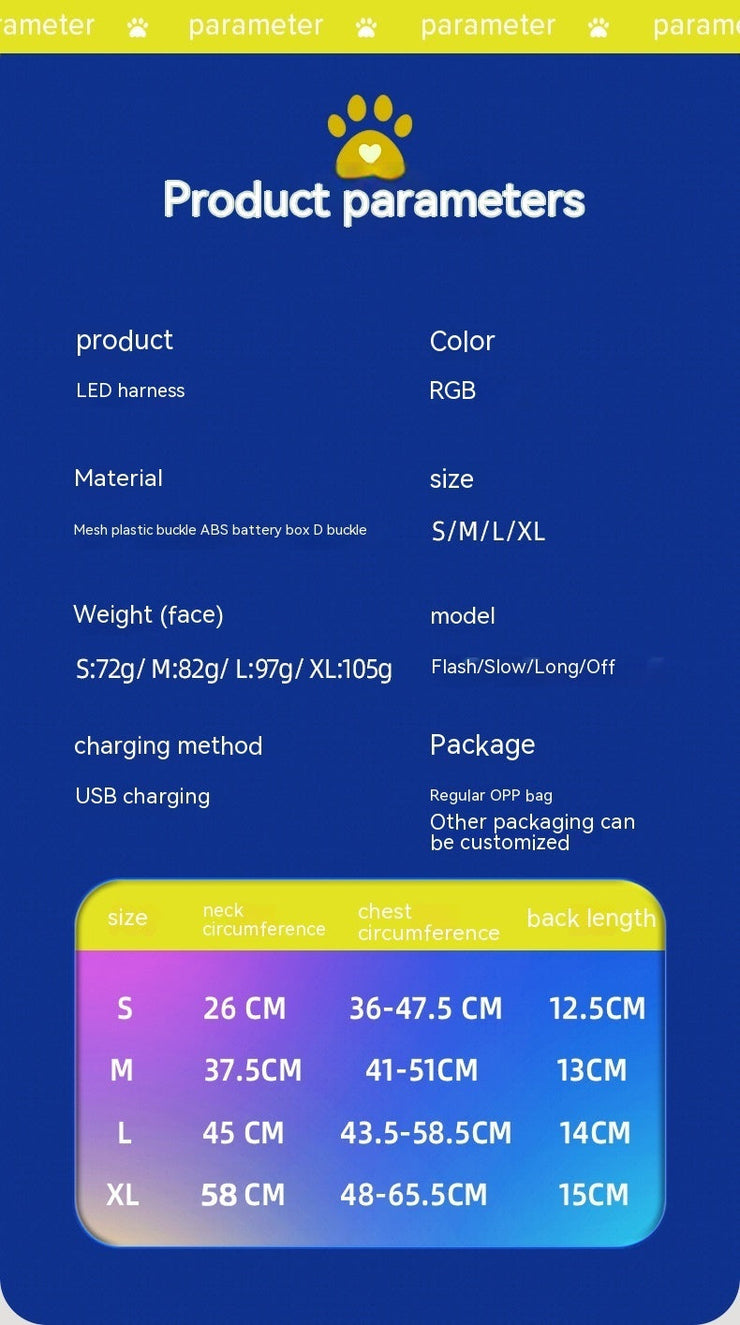 LED Light Dog Harness