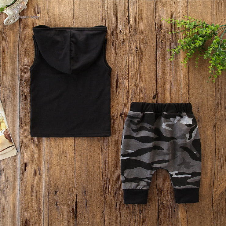 Toddler Kids Baby Boy Sleeveless Hooded Clothes