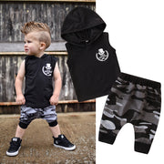 Toddler Kids Baby Boy Sleeveless Hooded Clothes